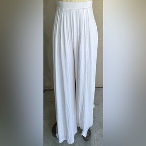 Women’s White Wide Leg Self-Double Layer Pants